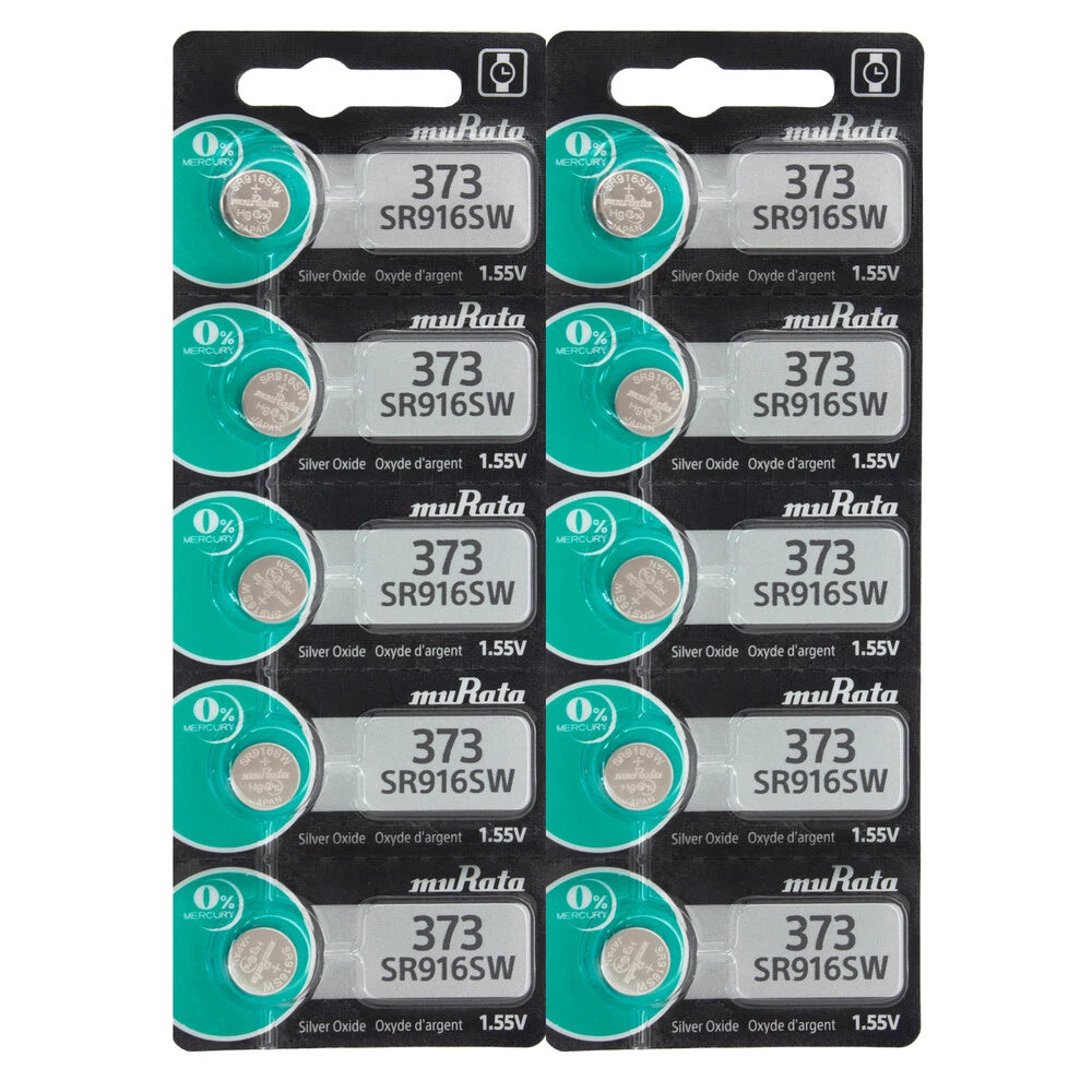 10 NEW MURATA 373 SR916SW WATCH BATTERIES - REPLACES SONY