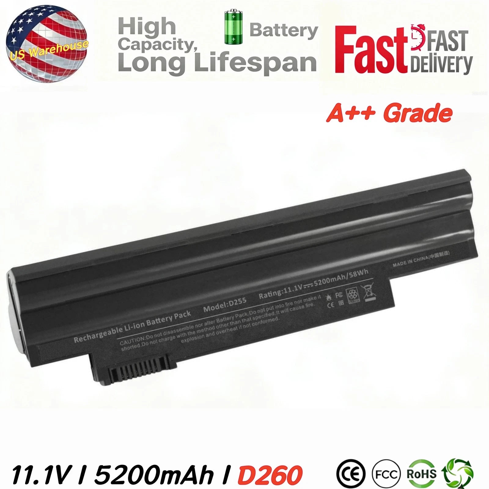 D260 Battery for Acer Aspire One D255 522 722 AOD260 AO722 AL10A31 AL10G31