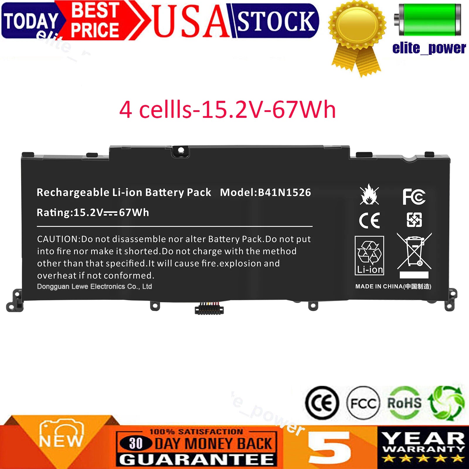 New Battery for Asus ROG Strix GL502 GL502V GL502VT GL502VM Laptop B41N1526 64Wh