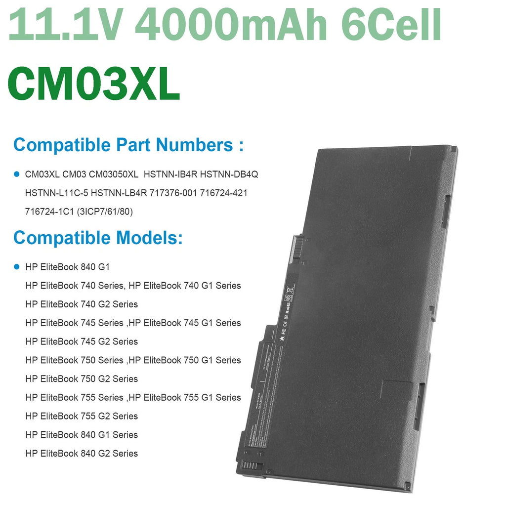 CM03XL Battery For HP Elitebook 840 845 850 740 745 750 G1 G2 Series 717376-001