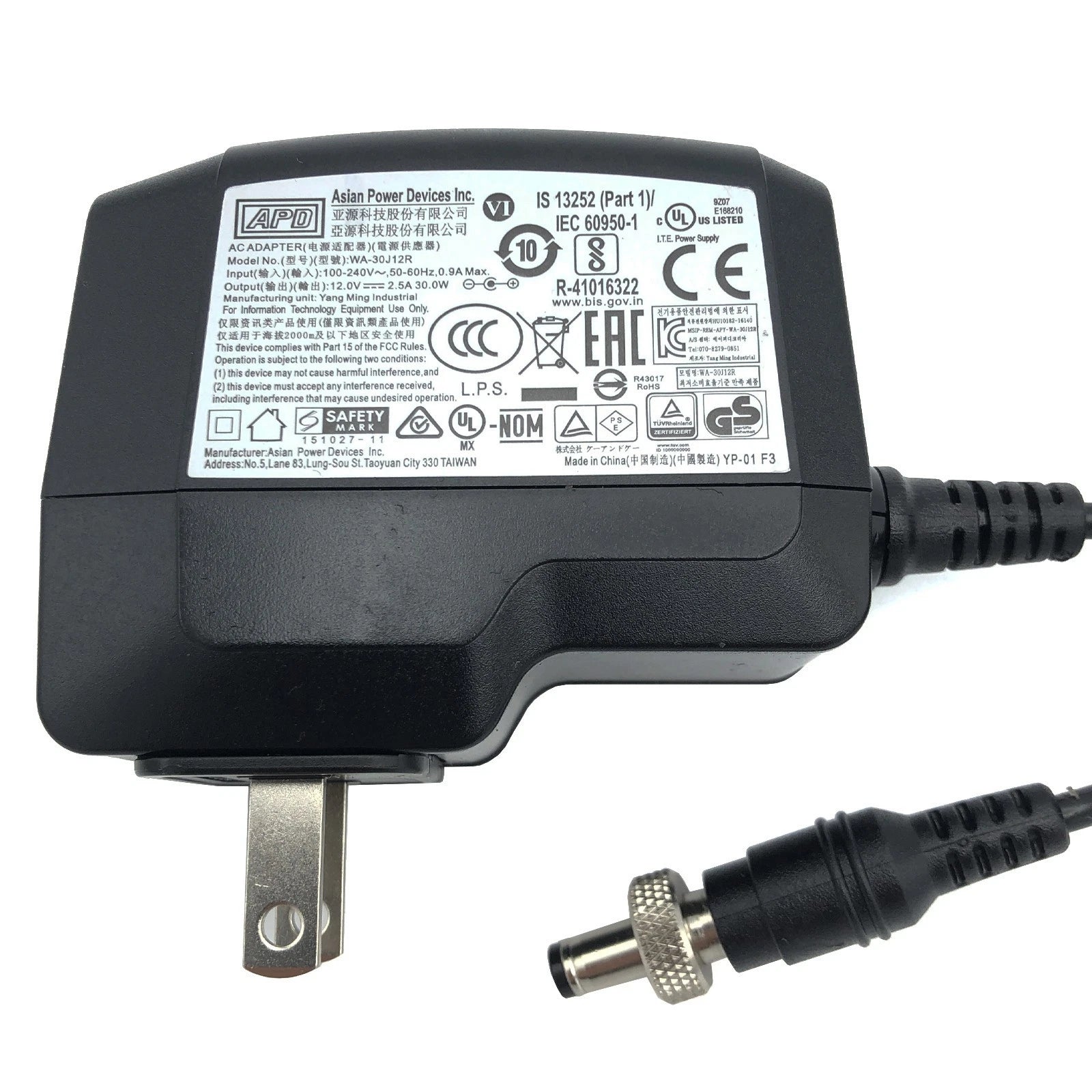 NEW Original APD WA-30J12R AC Adapter 12V 2.5A 30W 5.5x2.5mm Screw Lock