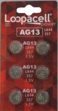 LR44 BATTERY (6 piece) LR44 357 A76 L1154 AG13 357 Alkaline Loopacell Battery