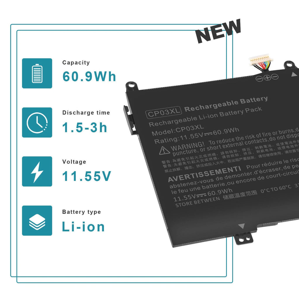 CP03XL Battery for HP Spectre X360 13 13-ae000 13-ae011dx 13-ae012dx 60.9Wh US