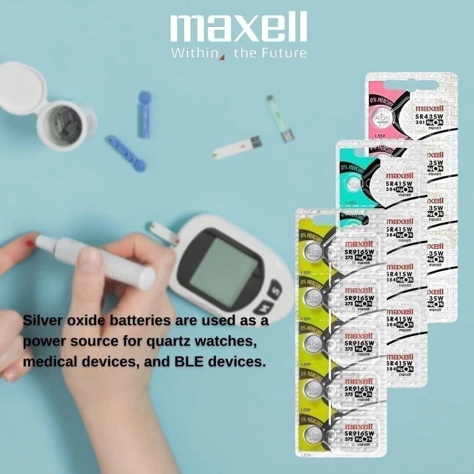2 x MAXELL SR916SW 373 1.55v Silver Oxide Button Cell Watch Battery -...