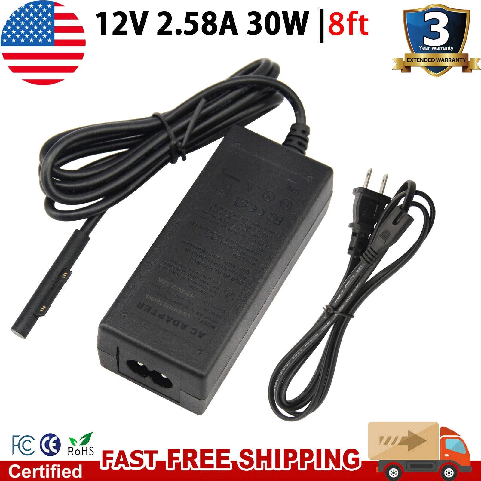 For Microsoft Surface Pro 4 3 Power Supply 1625 adapter 12V 2.58A charger 36W