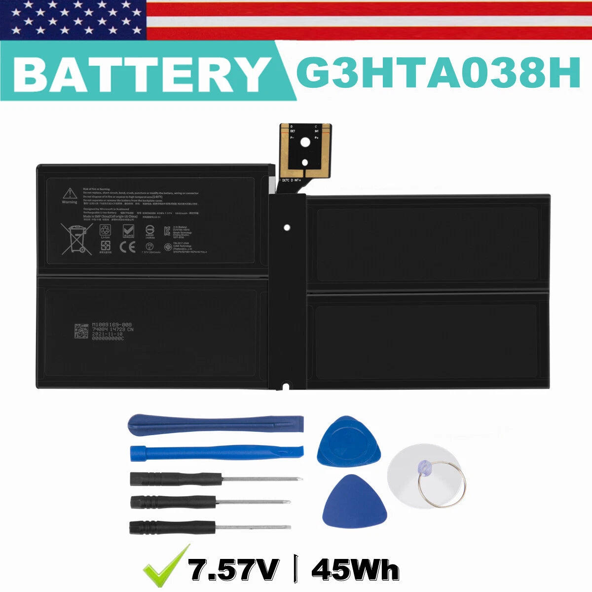 G3HTA038H Battery For Microsoft Surface Pro 5 12.3" Pro 6 1807/1809/1796 2018