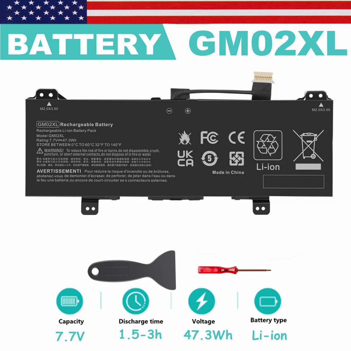 GM02XL Battery For HP Chromebook 14-CA061DX 14-CA023NR 917679-271 917725-855 US