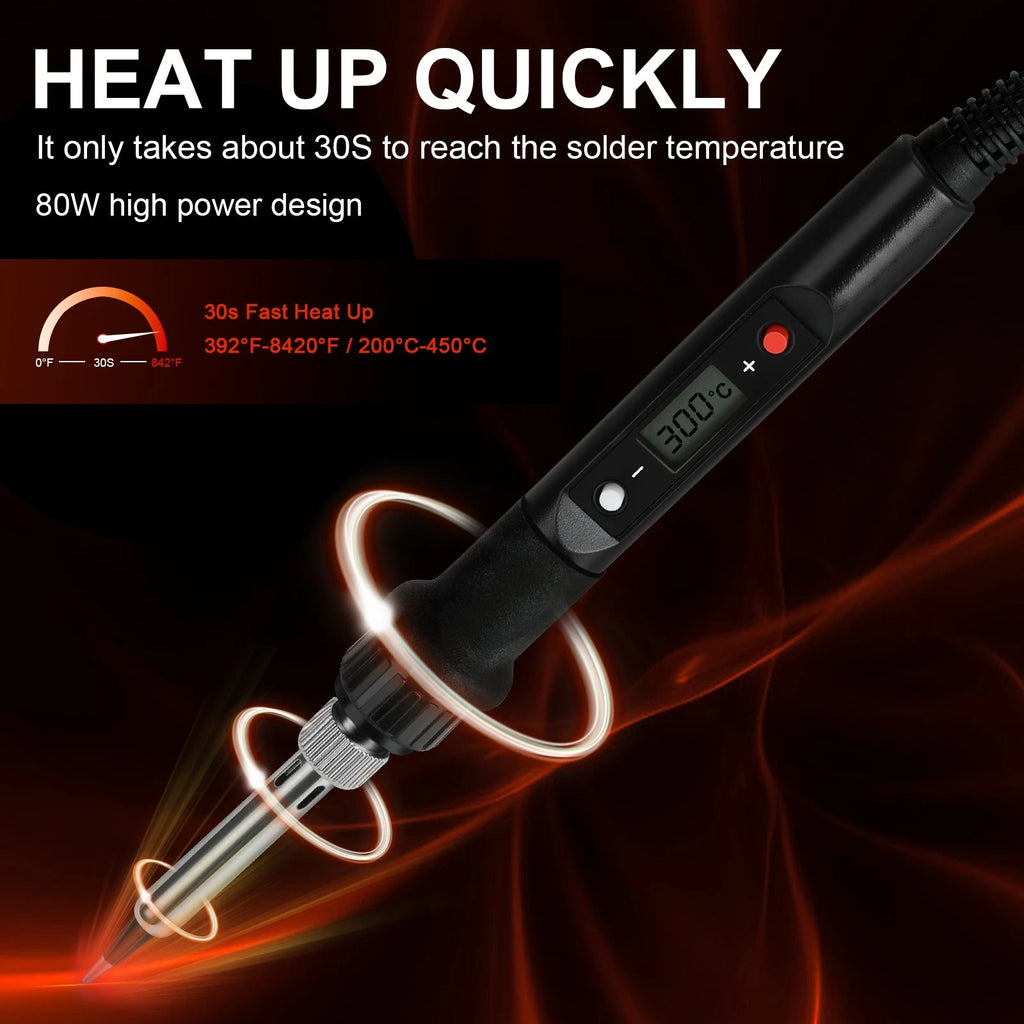 80W Electric Soldering Iron Welding Gun Kit Solder Wire Adjustable Temperature