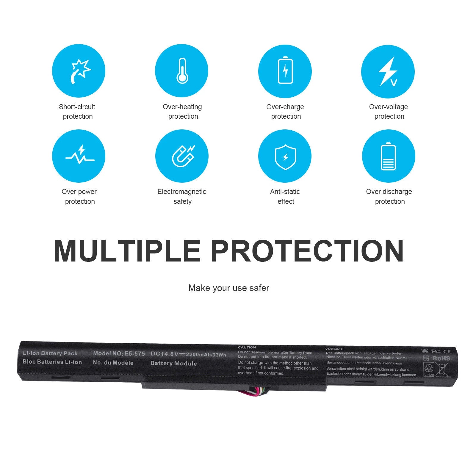 E5-575 Battery For Acer Aspire E5-475 E5-475G E5-575G E5-774 E5-774G 2200mAh