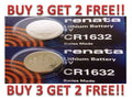 CR 1632 RENATA WATCH BATTERY(2 piece) ECR1632 FREE SHIPPING BUY 3 GET 2 FREE!!