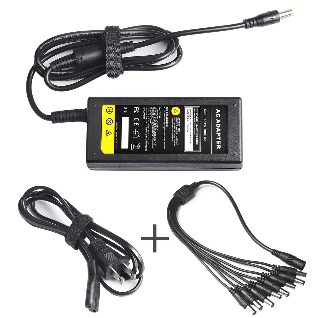 DC 12V 5A Power Supply Adapter /8 Split Power Cable for Night Owl UL EMI COOL