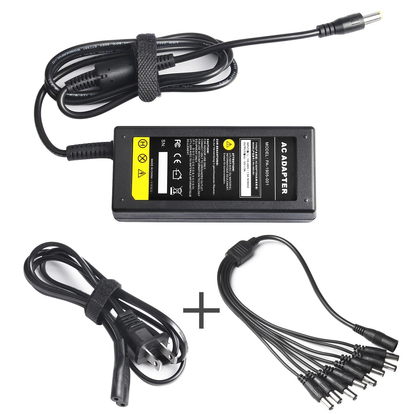DC 12V 5A Power Supply Adapter /8 Split Power Cable for Night Owl UL EMI COOL