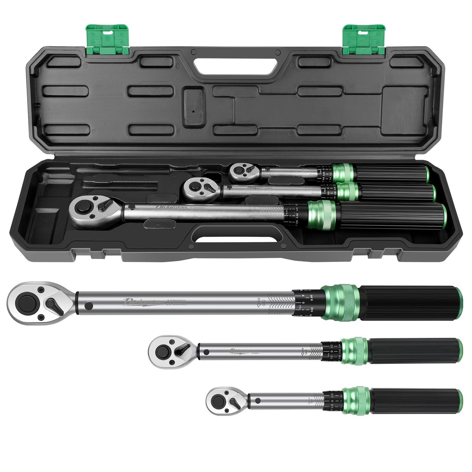 1/4 3/8 1/2 inch Drive Click Torque Wrench 3Pcs Torque Wrench Set Dual-Direction