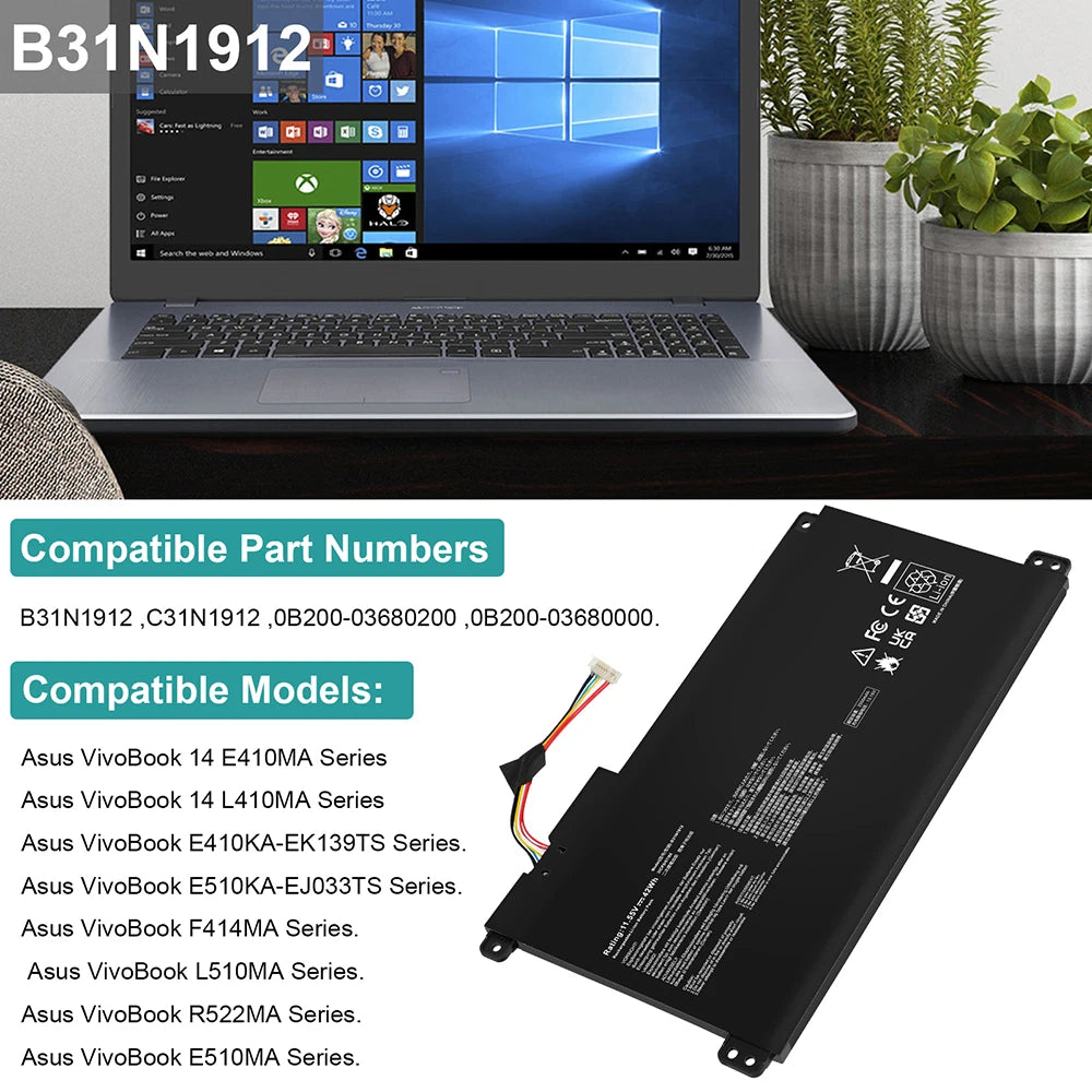 Battery For ASUS E410M E510M E510MA E410MA-EK378T L410MA-BV053TS 11.55V