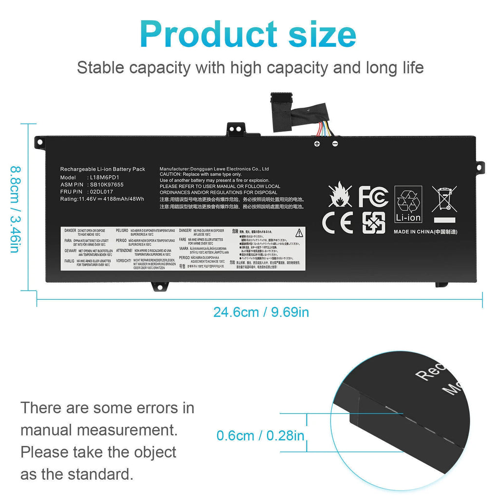 ??Replace Battery L18M6PD1 For Lenovo-SB10K97655 02DL017 02DL018 02DL019 02DL020