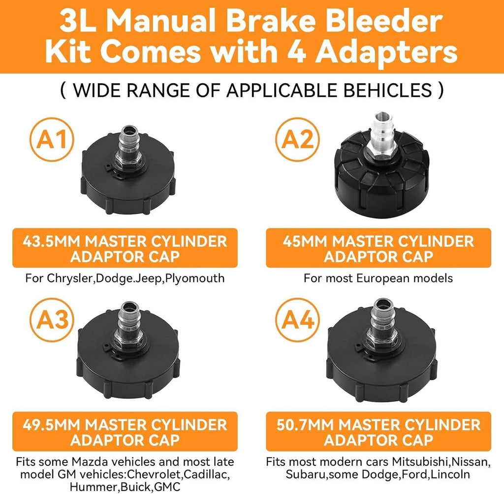 3L+1L Car Brake Bleeder Clutch Bleeding System Fluid Bleeder Tool Set Kit
