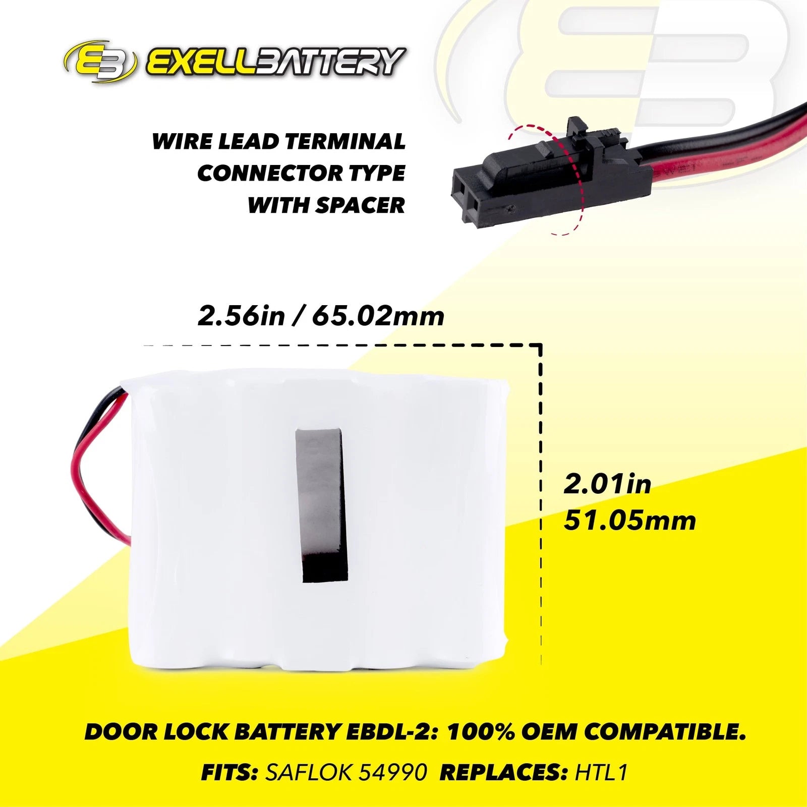 Exell Battery Door Lock 6V 4-Cell Battery Pack Fits Saflok 54990