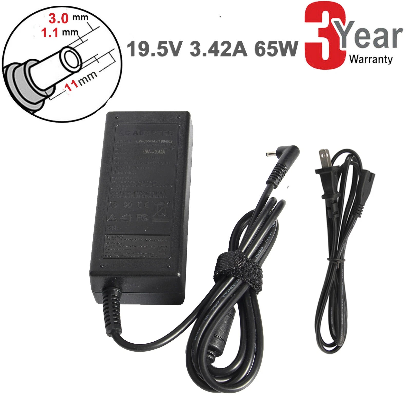 65W AC Adapter Charger FOR ACER Laptop POWER SUPPLY +CORD (3.0mm*1.0mm)