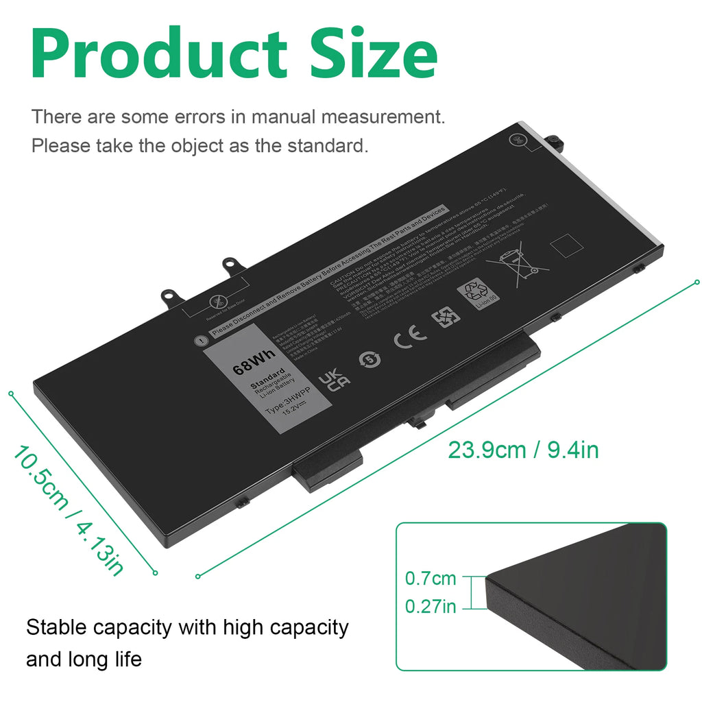 ?LOT 3HWPP Battery For Dell Latitude 14 5401 5411 15 5501 5511 Precisio 68Wh