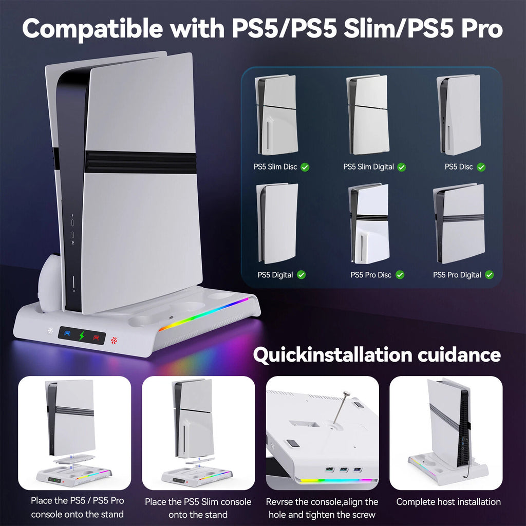 PS5 Slim Stand Cooling Fan PS5 Controller Charging Station for Sony Playstation5