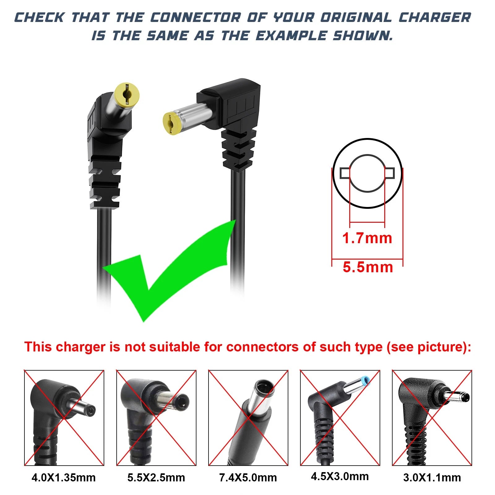 For Acer Aspire 19V 3.42A 65W Laptop AC Adapter Charger Power Cord 5.5*1.7mm NEW