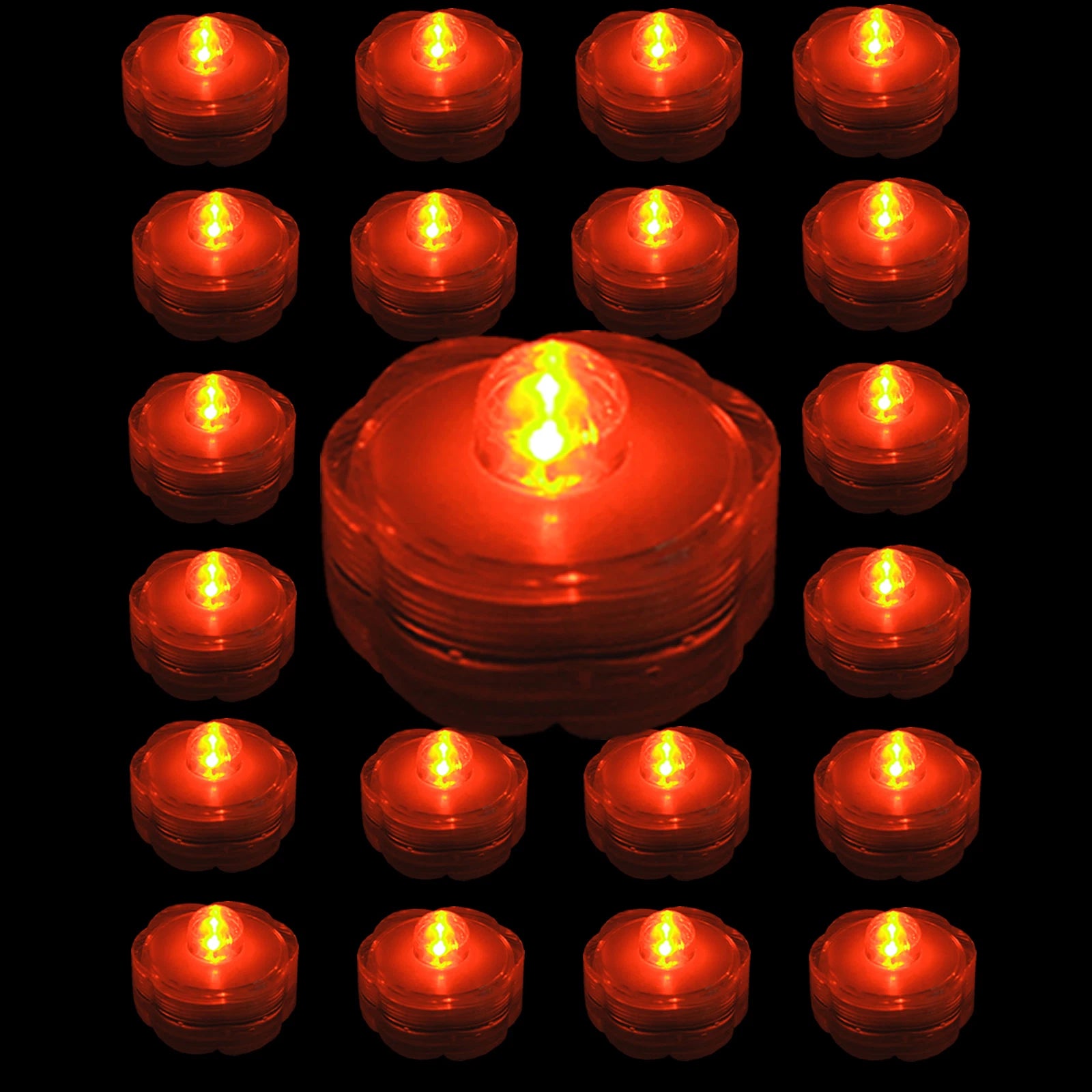 24 pc set ORANGE Jack-O-Lantern Pumpkin LED Battery Tea Light~HALLOWEEN~ FREE SH