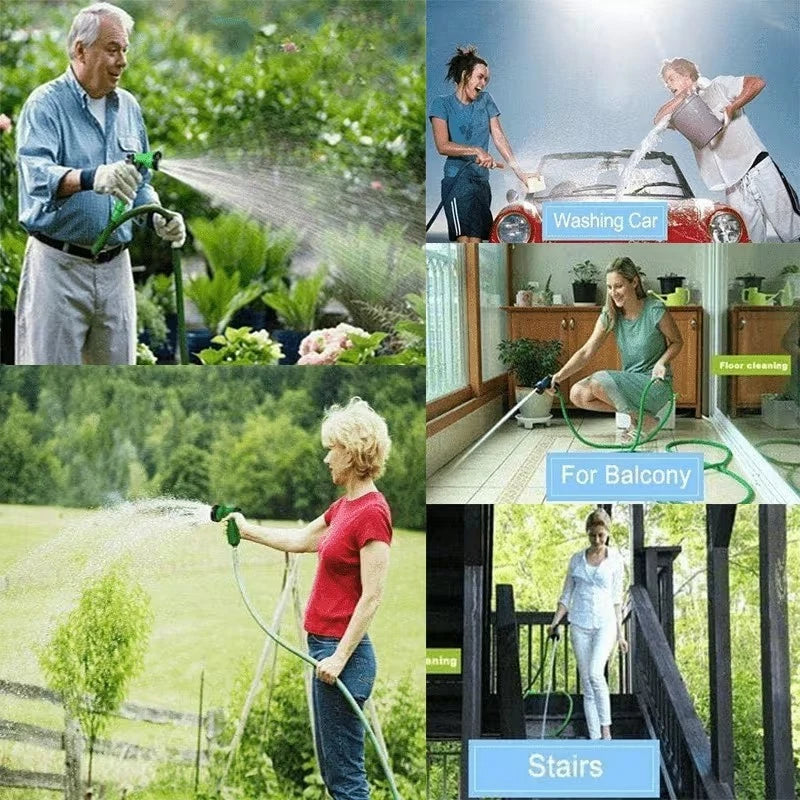 50FT 100FT Expandable Garden Water Hose Pipe w/ Spray Nozzle Flexible 3X Expand