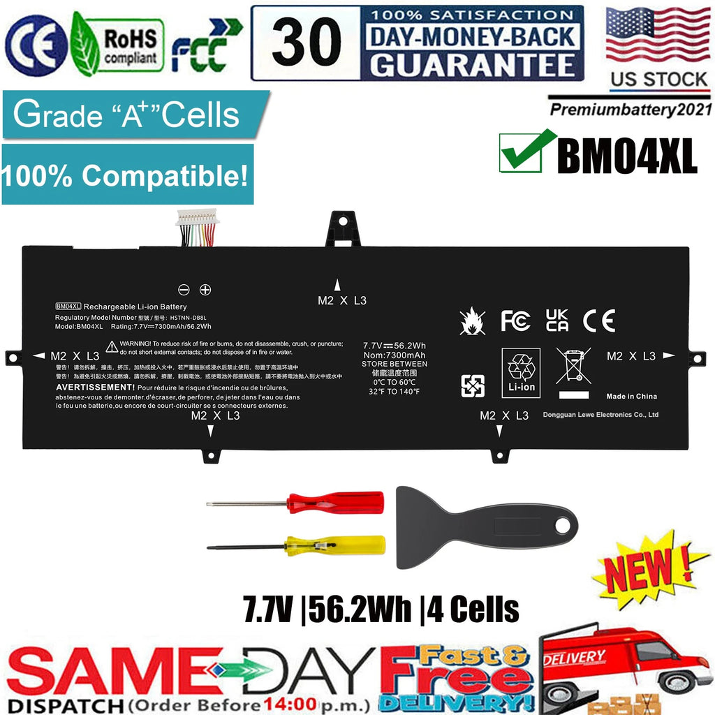 Battery BM04XL 56.2Wh for HP EliteBook X360 1030 G3 G4 HSTNN-UB7L HSTNN-DB8L