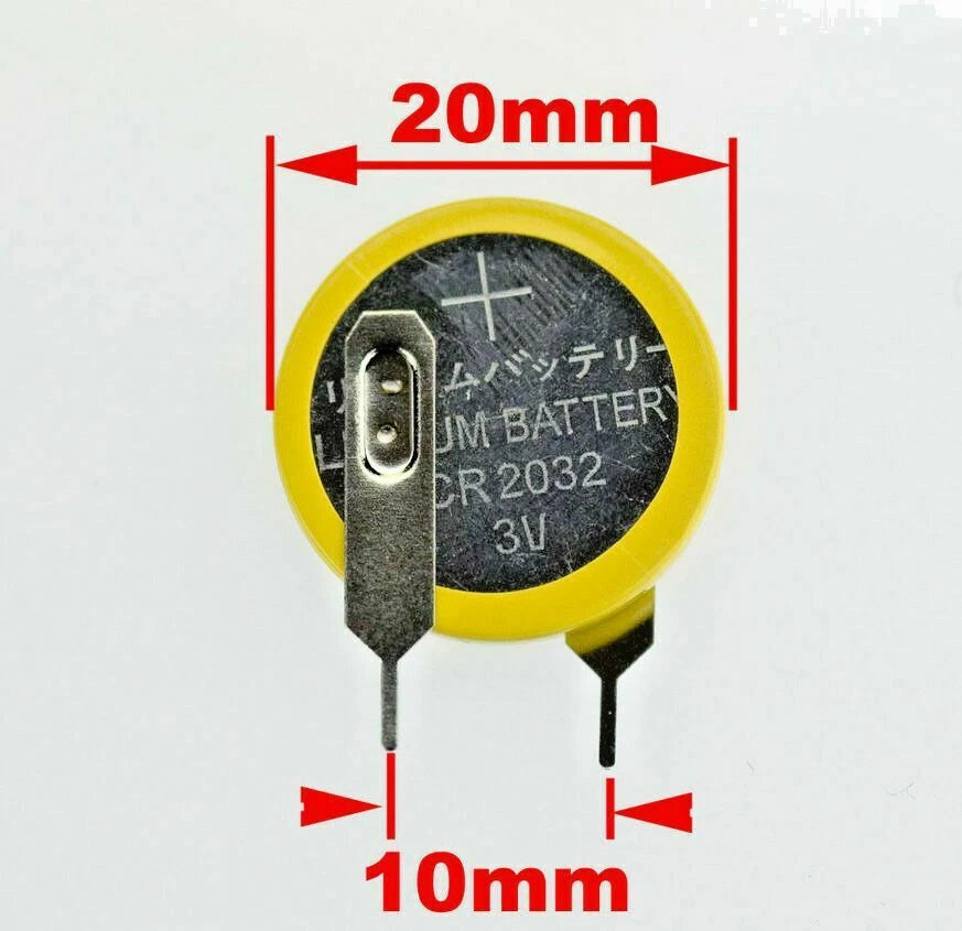 10 NEW CR2032 Lithium Battery CMOS with solder tabs 10mm tab spacing