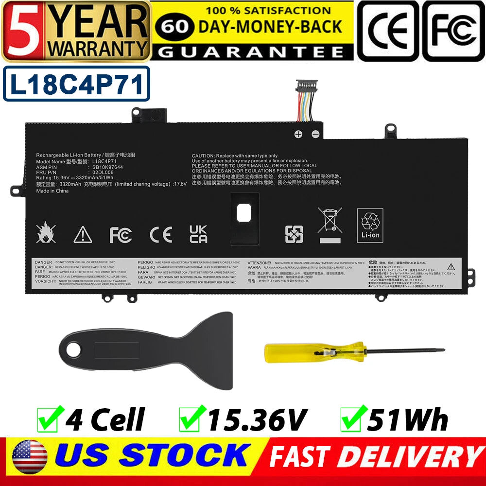 L18C4P71 Battery for Lenovo ThinkPad X1 Yoga 4th Gen, X1 Carbon 7th 8th L18L4P71