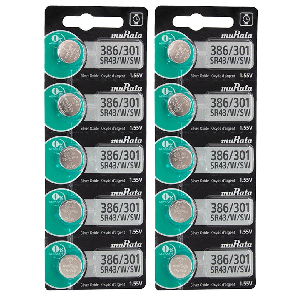 10 Sony Silver Oxide SR43SW SR43W SR43 1.55V Watch Battery - Replaced by Murata