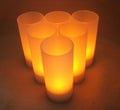 US Shipper Rechargeable Battery Tea Lights Set of 6 Amber LED w/ Frosted Votives