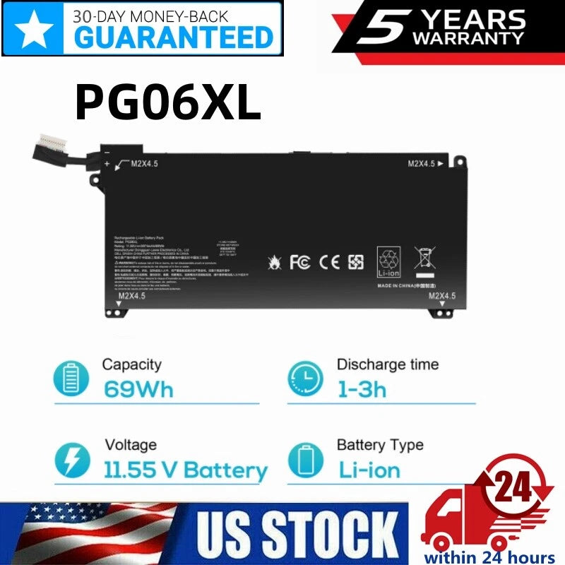 PG06XL Battery For HP Omen 15-DH 15T-DH000 DH0XXX DH1019NR HSTNN-DB9F 69Wh US