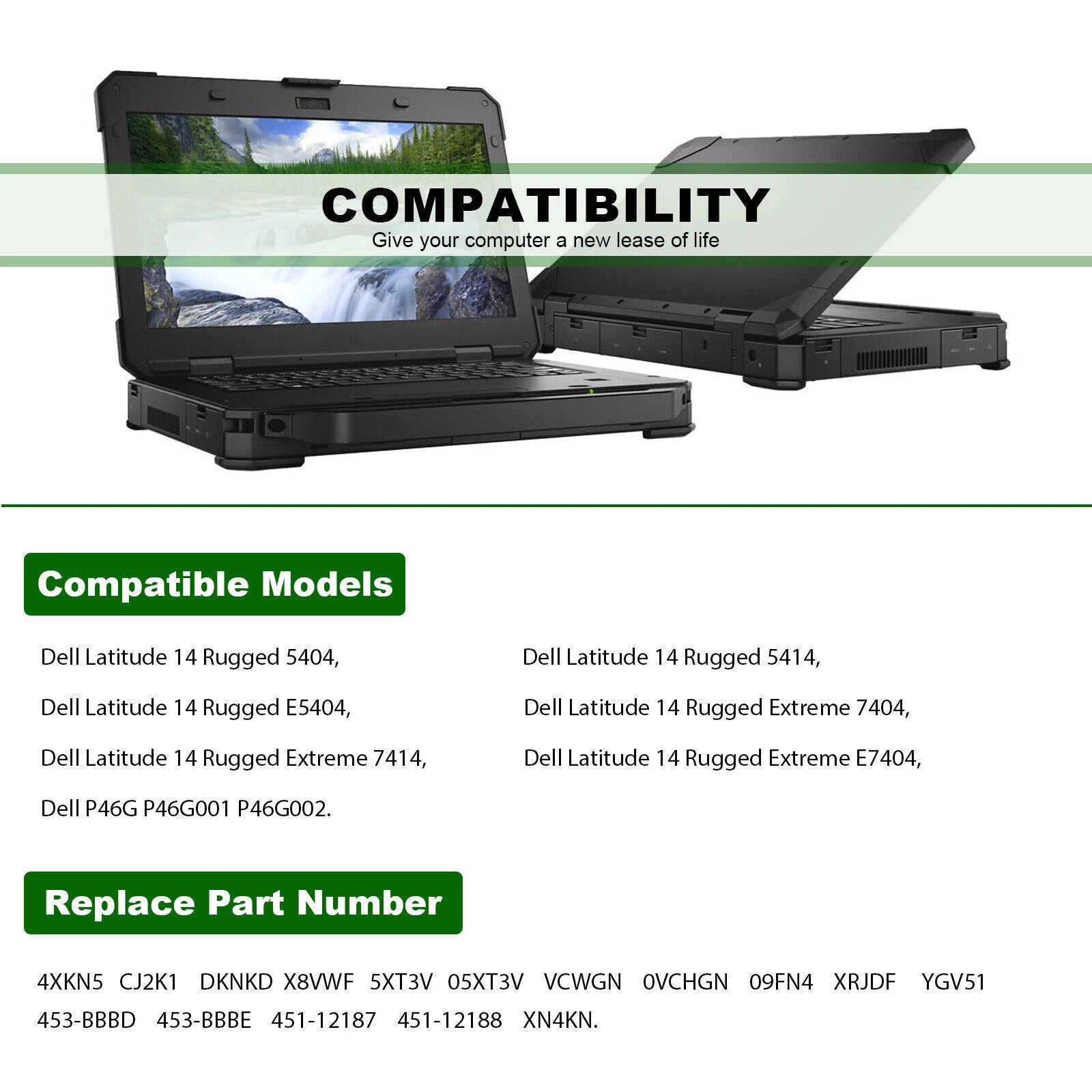 4XKN5 X8VWF Battery For Latitude 5404 5414 7404 7414 Rugged Extreme XRJDF 65WH