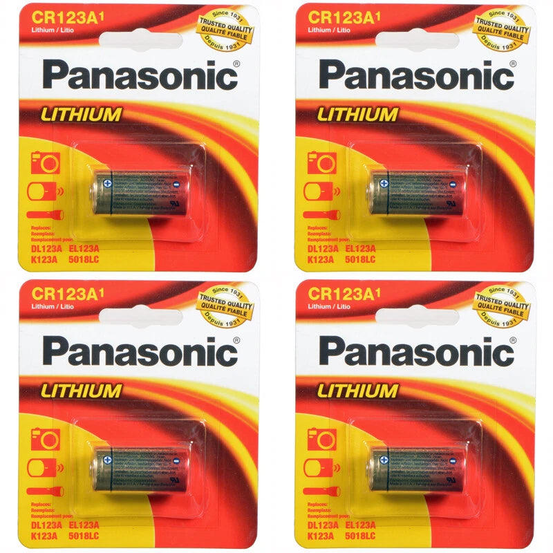 4 Pcs Panasonic CR123A 123 Lithium Batteries for Cameras and Flashlights