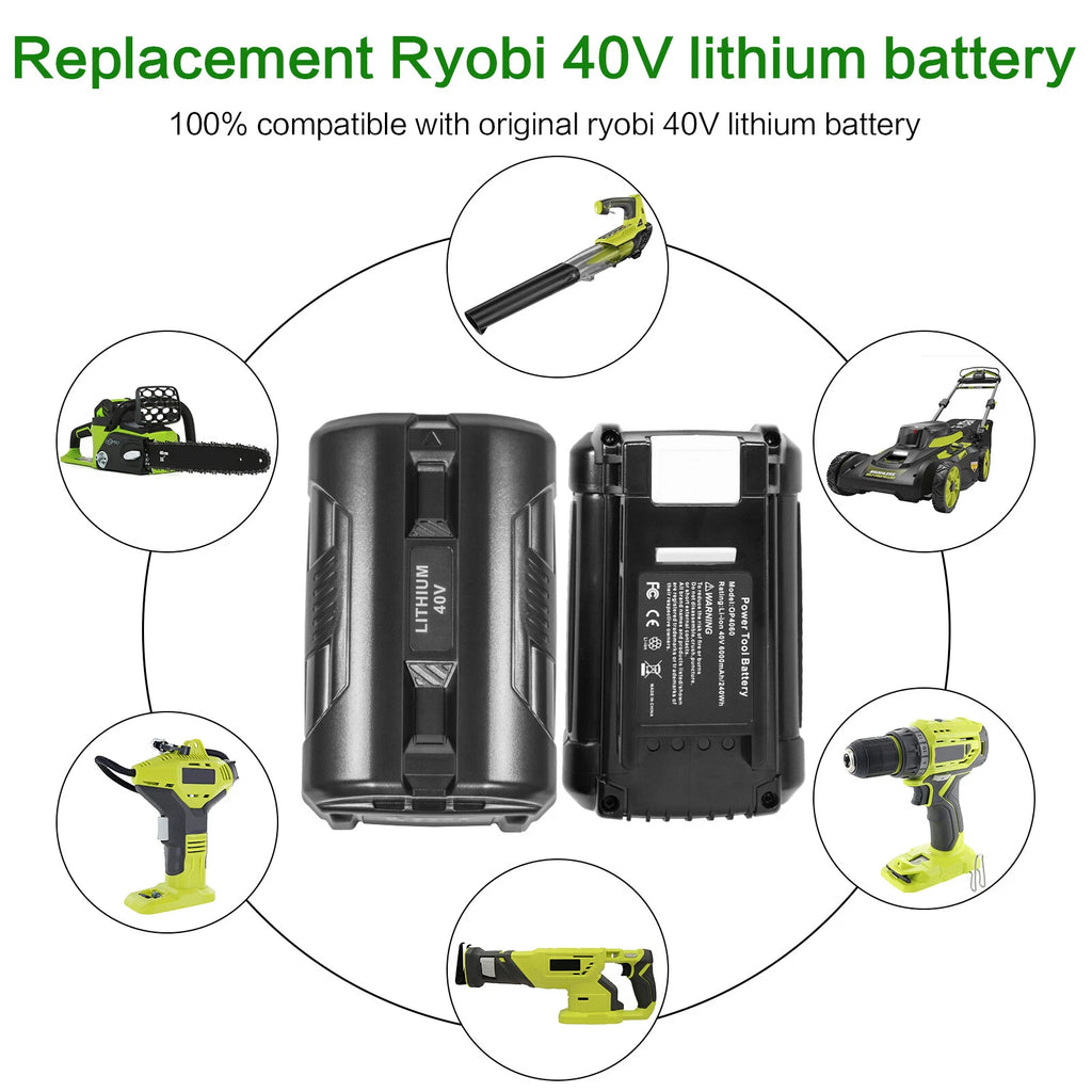 40V 6.0Ah Battery For Ryobi Lithium-Ion High Capacity OP4060A OP4050 OP40201