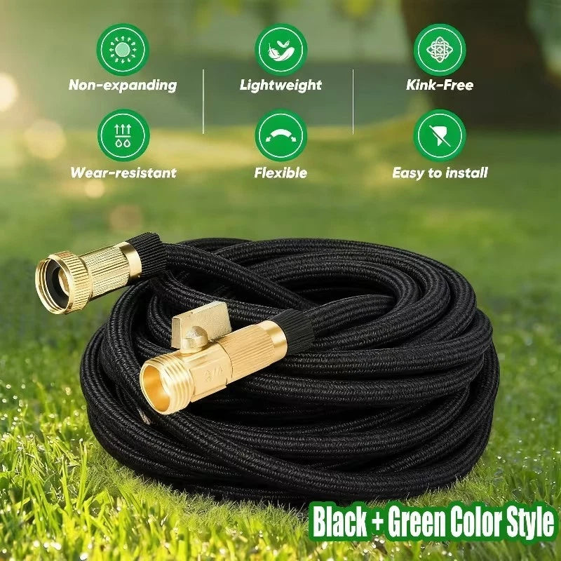 50FT 100FT Expandable Garden Water Hose Pipe w/ Spray Nozzle Flexible 3X Expand