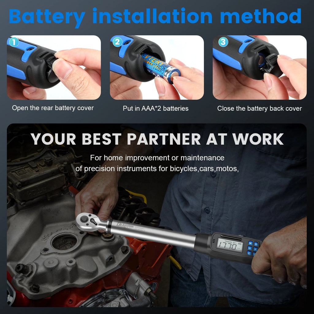 NEW Digital Torque Wrench Adjustable 1/2" Drive 10-200NM ±2% Accuracy