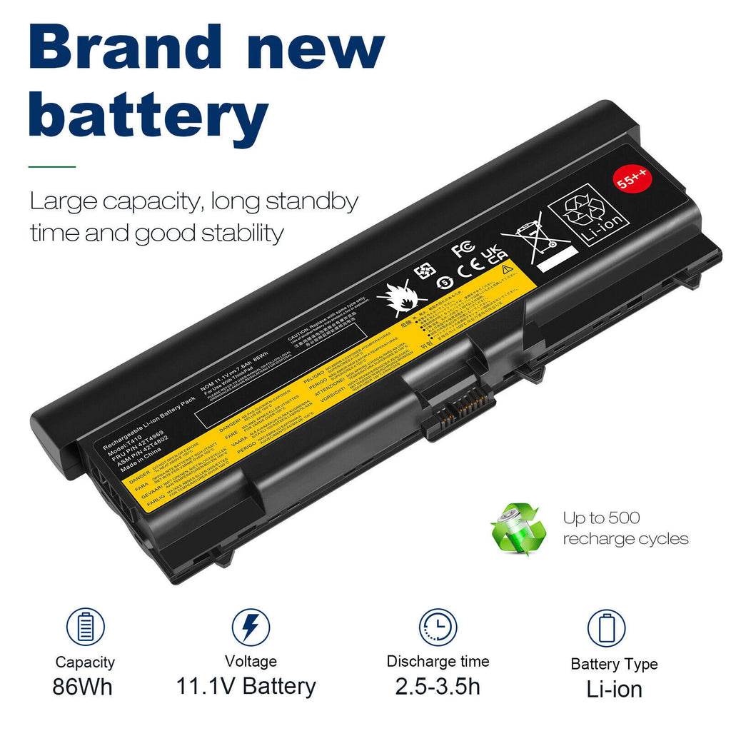 55++ 9 Cell Battery for Lenovo Thinkpad T410 T420 T510 T520 E40 E50 SL510 W520