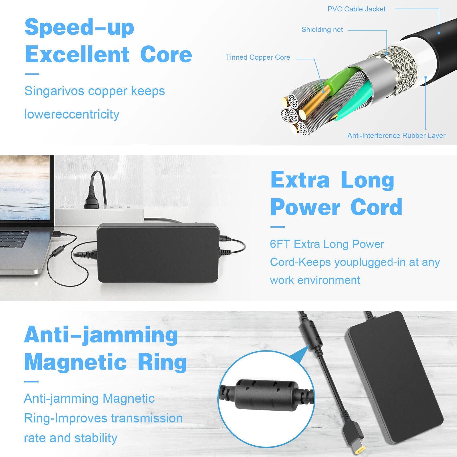 65W 45W 135W Charger Laptop AC Adapter, Laptop Power Supply Adapter for Lenovo