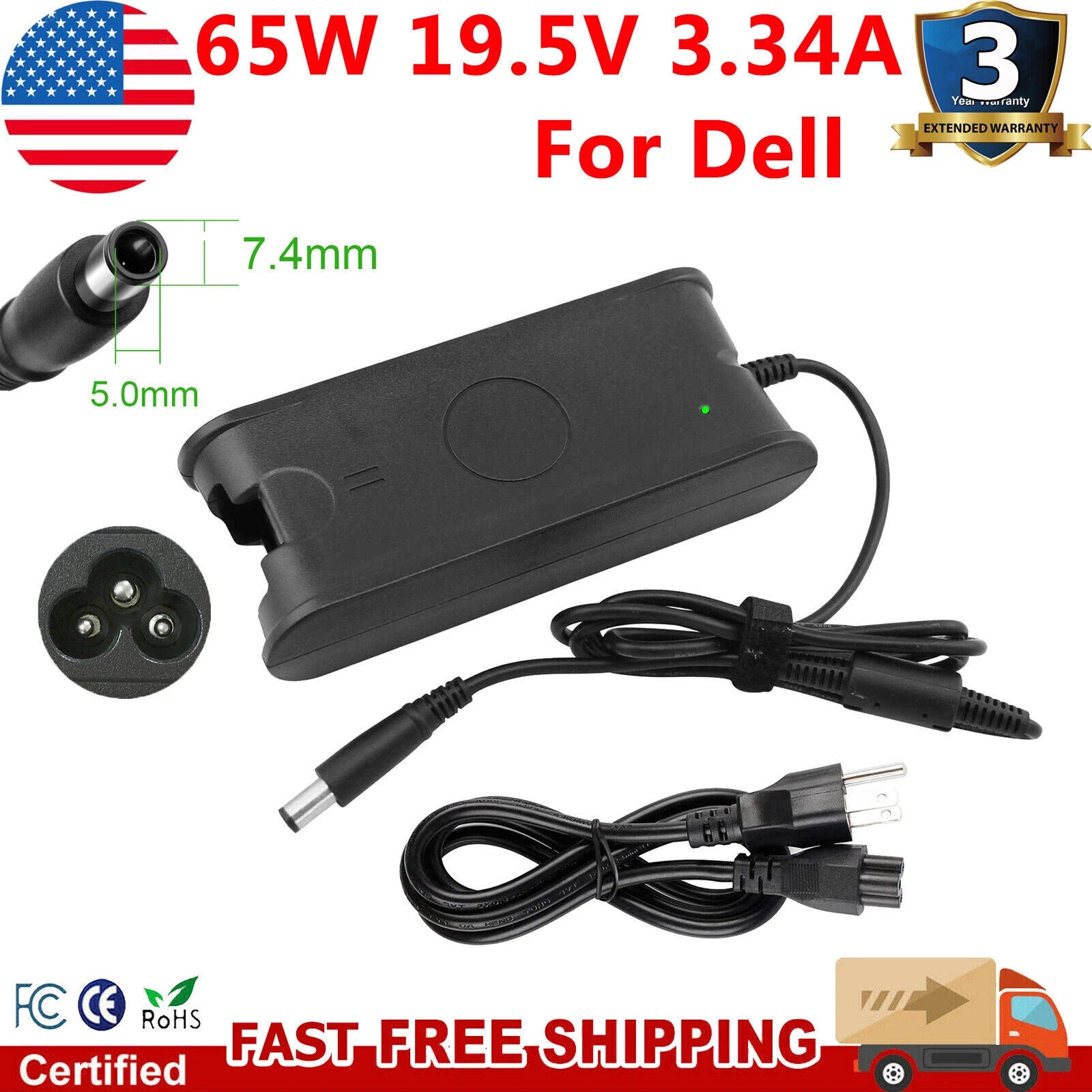 AC Power Adapter for Dell Latitude E6400 E6500 E6510 Charger Power Supply Cord
