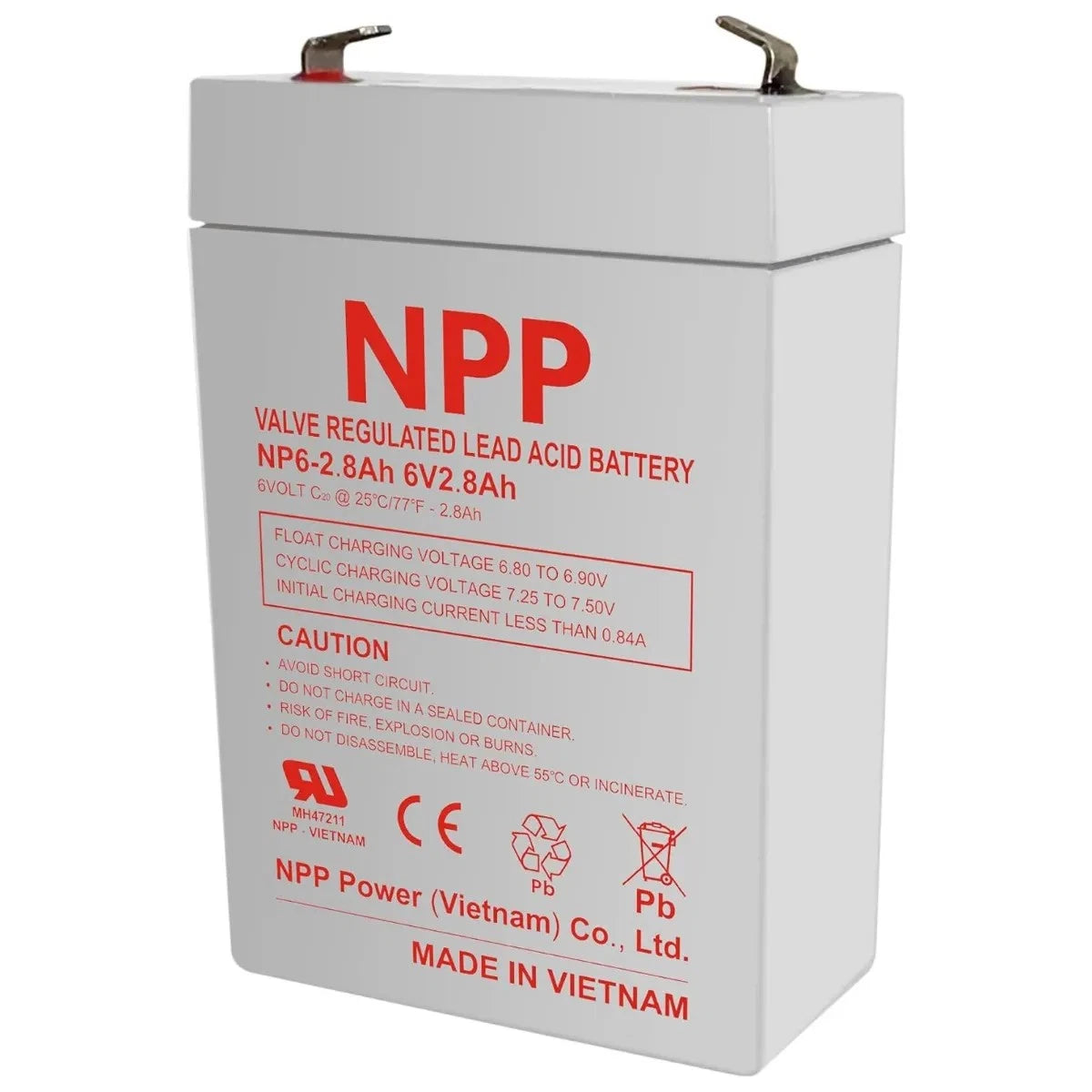 NPP NP6-2.8Ah 6V 2.8Ah AGM VRLA General Series Battery