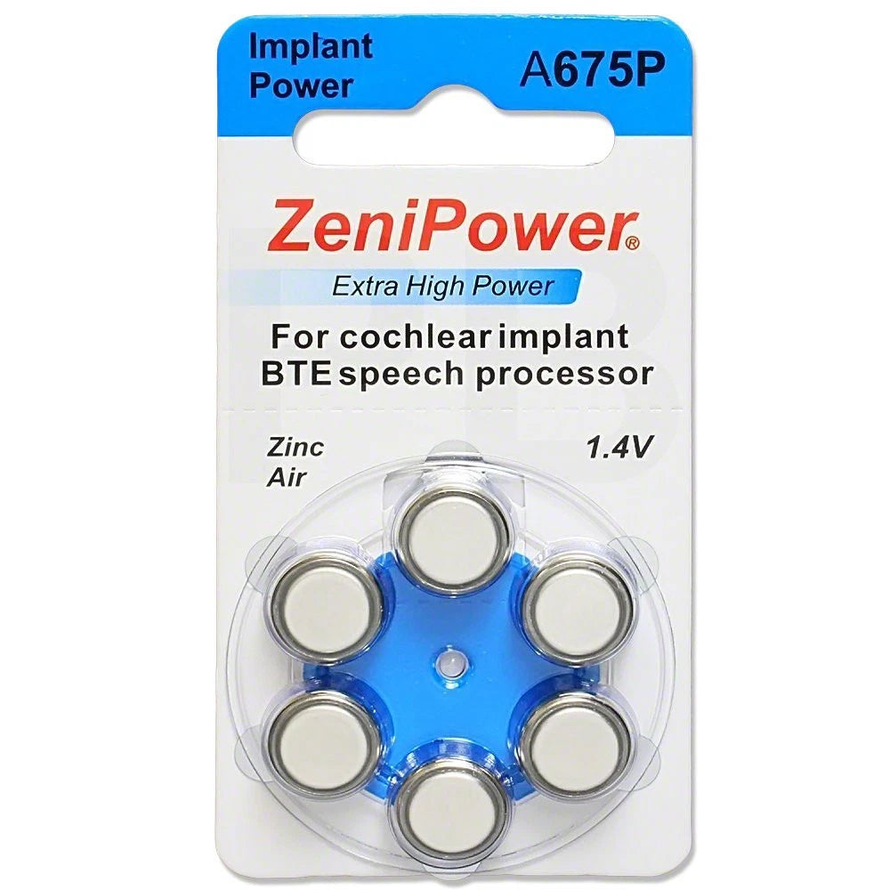 Cochlear Implant batteries A675 Hearing Aid 6 Batteries