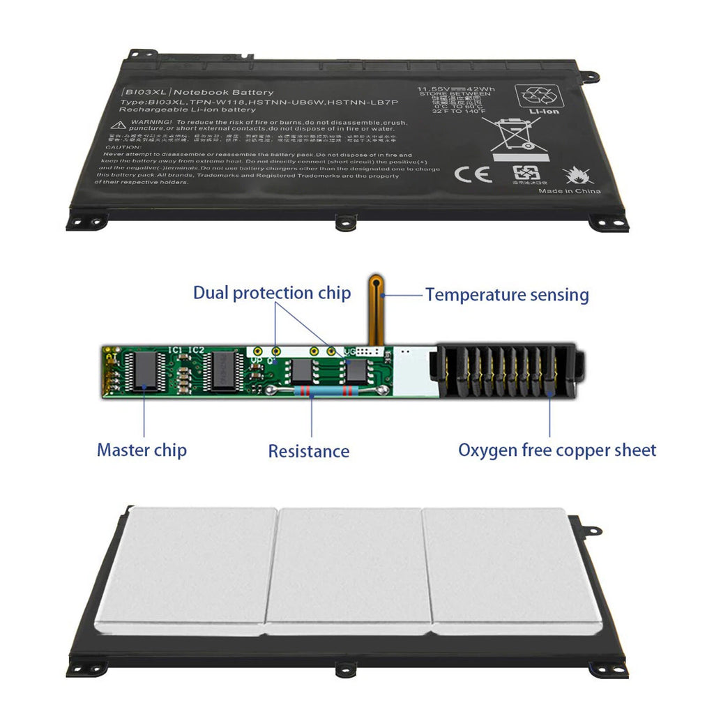 11.55V Battery For HP 843537-541 844203-850 B103XL BI03XL HSTNN-UB6W TPN-W118