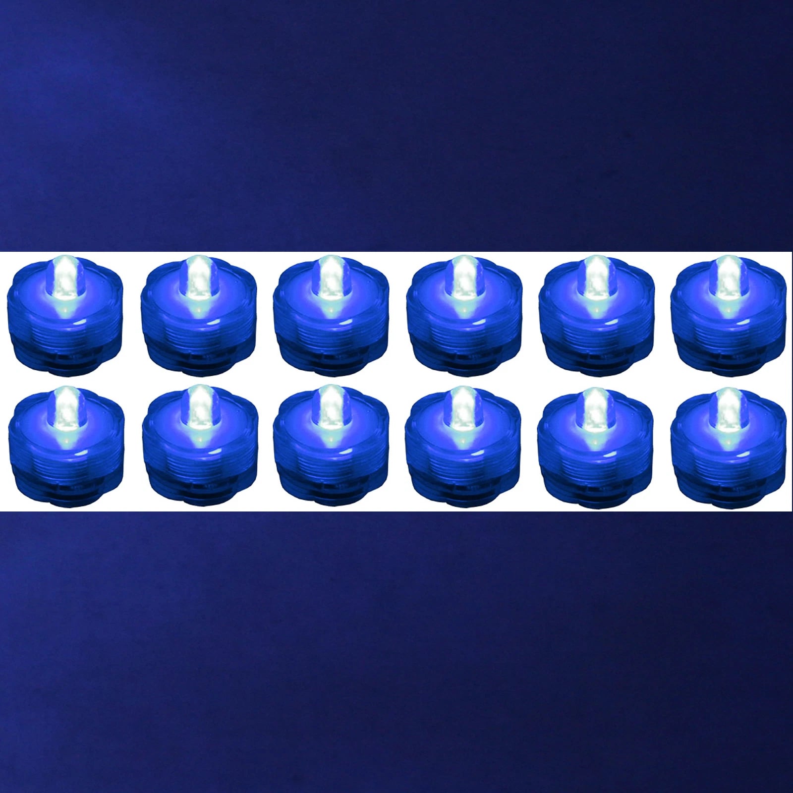 Submersible Waterproof Battery LED Tea Light ~ Wedding Decoration~Blue ~ 12 Pack