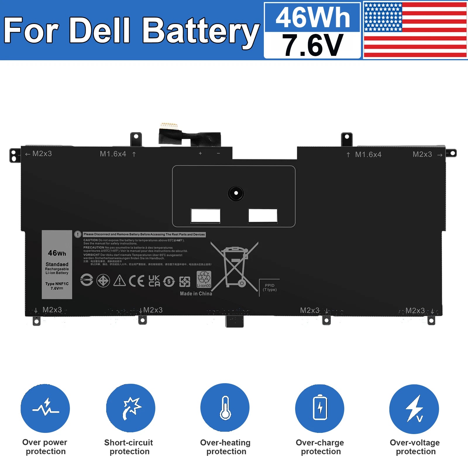 46Wh Battery NNF1C 0NNF1C HMPFH 0HMPFH NP0V3 P71G P71G001 for Dell XPS 13 Series
