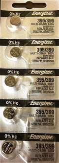 ENERGIZER 395/399 WATCH BATTERIES SR927SW (5 Piece) Sealed Authorized Seller