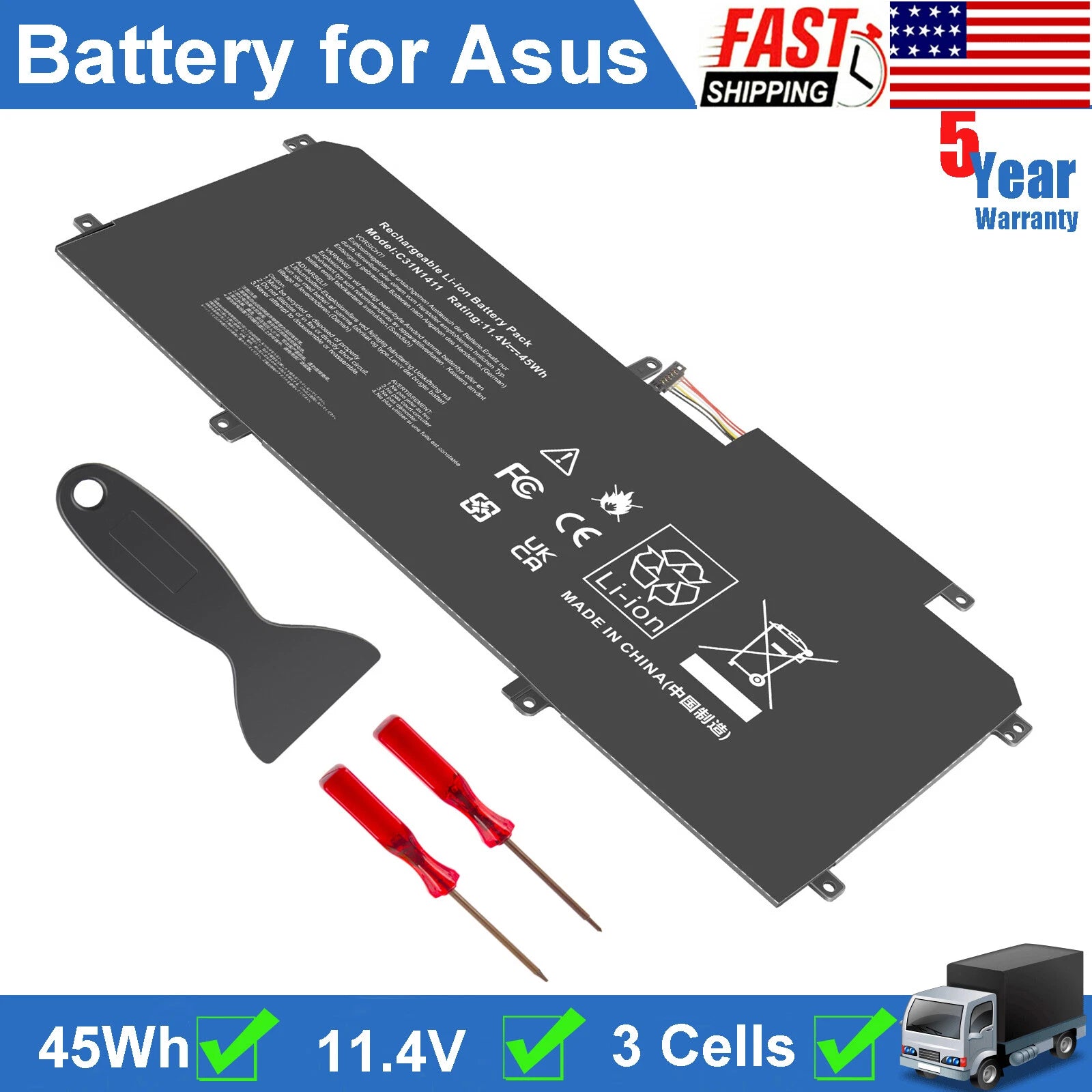 C31N1411 Battery for ASUS Zenbook UX305 UX305F UX305FA UX305C UX305CA Laptop