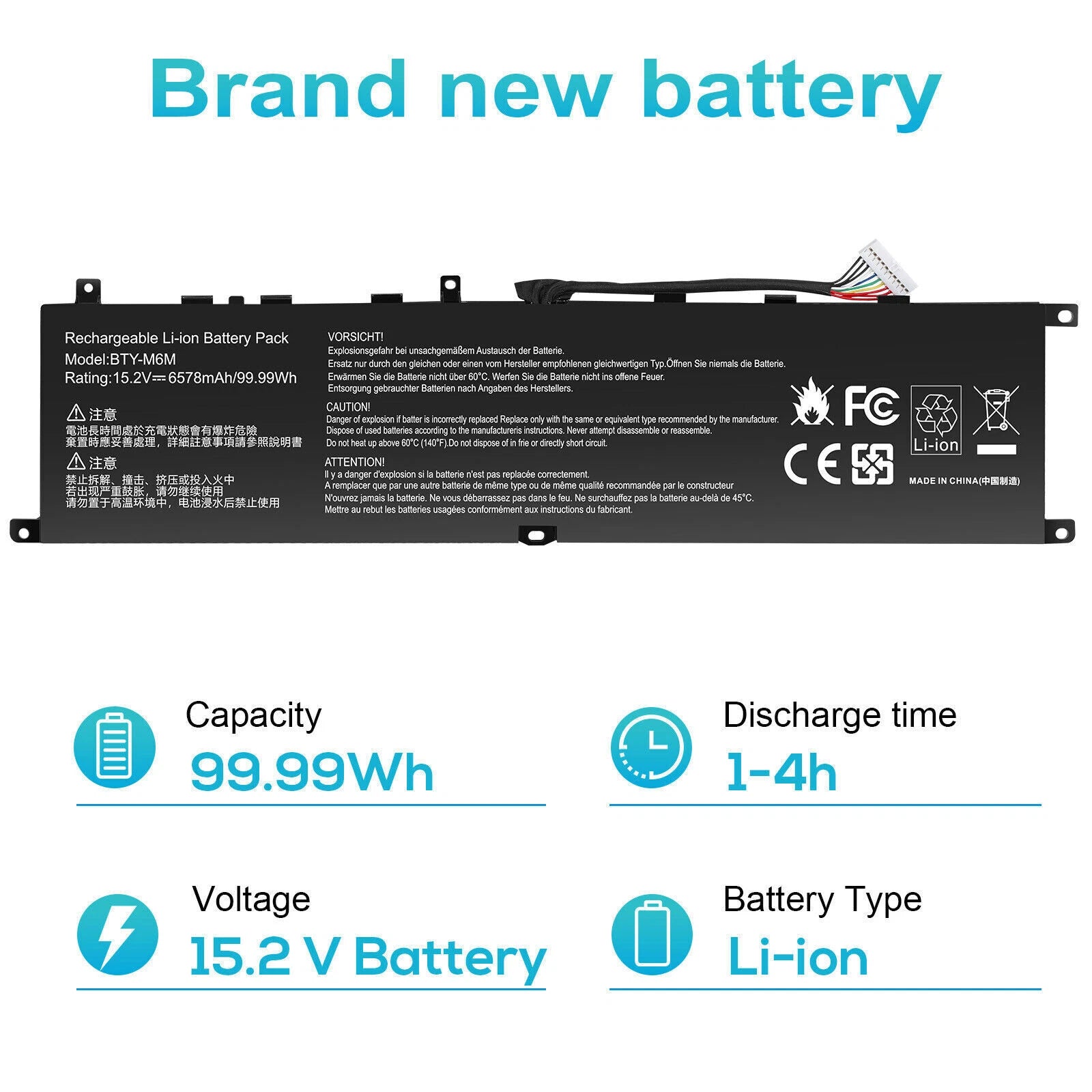 ??99.99WH BTY-M6M Battery For MSI Creator 15 GS66 Stealth GE66 Raider GE76 WS66