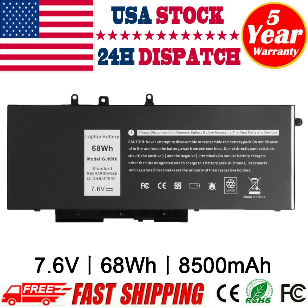 GJKNX GD1JP Battery for Dell Latitude 5480 5580 5490 Series Laptop 7.6V-68Wh